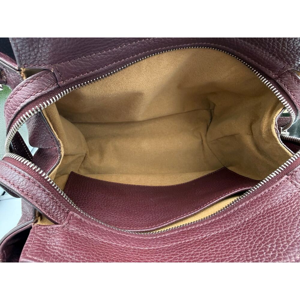 $1400 MSRP MAURO GOVERNA Dolcecalf Top Handle Satchel Bordeaux Detachable Strap - Picture 14 of 14